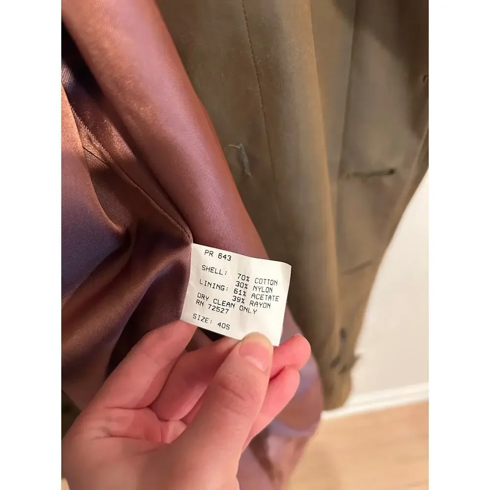 Vintage Barney's New York Brown oversized belted trench coat mens sz 40 S